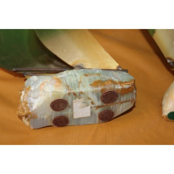 Vintage Pair Brass Metal Steel Onyx Sailboat Sculptures DeMott And Mario Jason - Picture 13 of 16